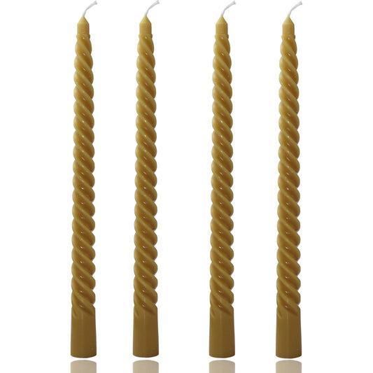 10 inch Earth Wax Yellow Taper Candles Set of 4 Pack Tapered Candle, Tall Candlesticks,for Dinner Party Wedding, Holiday Spring,Home Decor,Kitchen Decor (4, Earth Wax Yellow, 10inch)