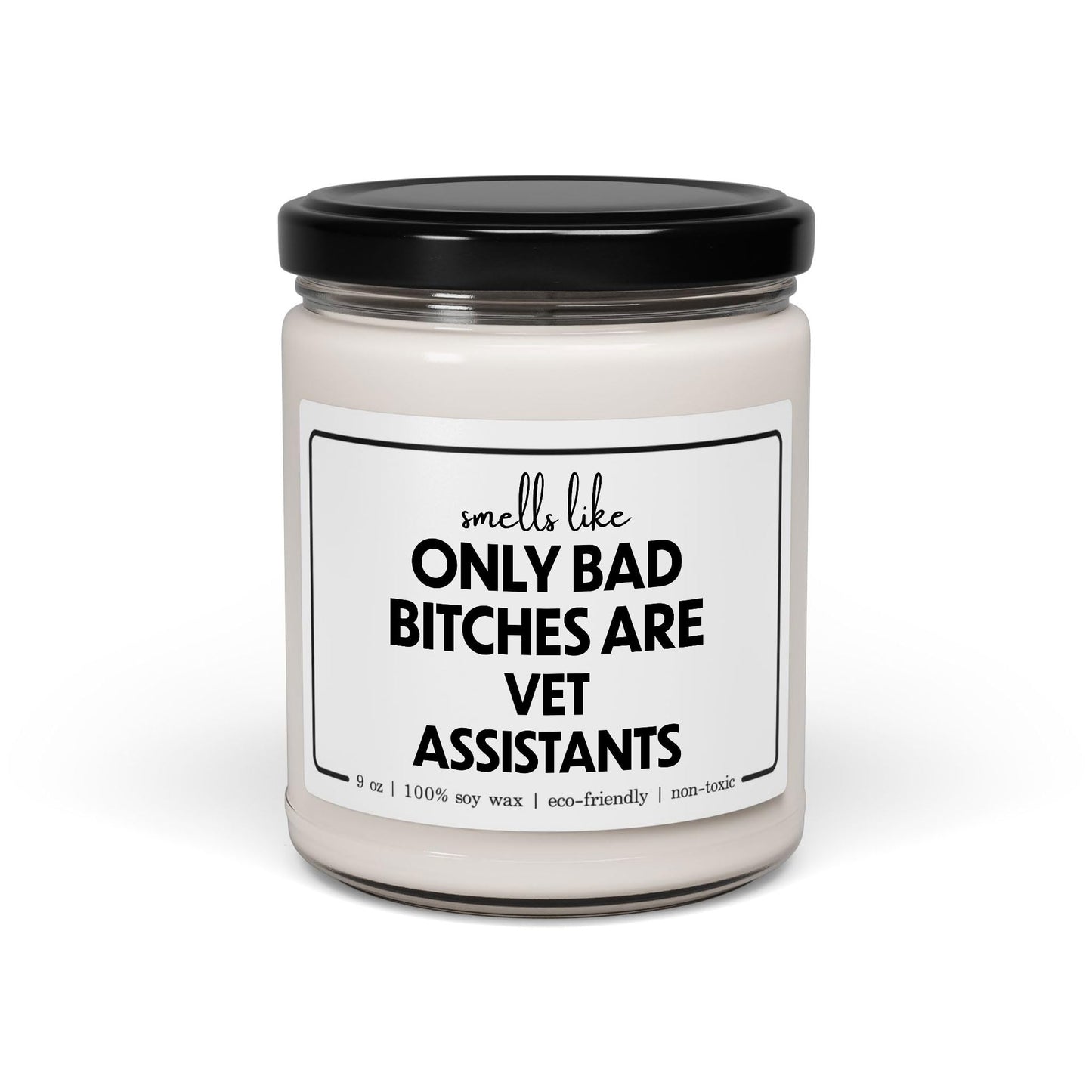 Funny Vet Assistant Candle - Smells Like Only Bad Bitches are Vet Assistants - 9oz Cinnamon Vanilla Sarcastic Gifts for Coworker Staff Employee Animal Women Her Birthday Graduation
