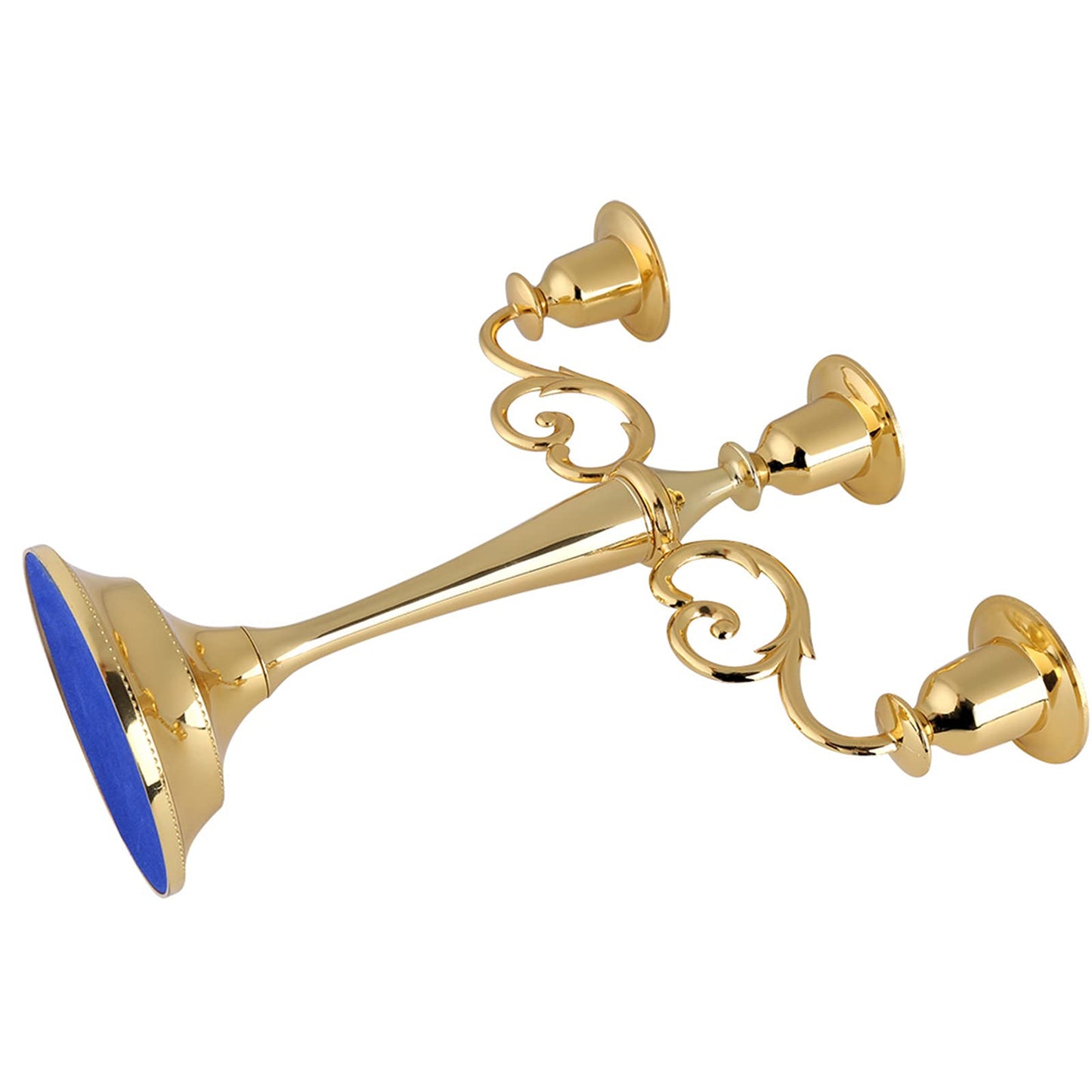 Sonew Premium 3 Arms Metal Candle Holder European Candelabra for Weddings & Home Decor (Gold)