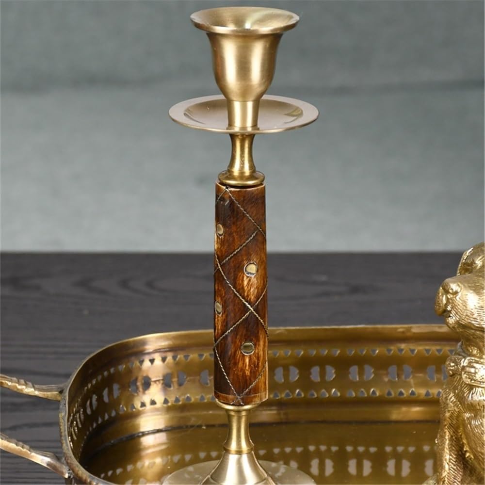 cfycfy987 Candelabra High-Grade Brass Candlestick Retro Handicraft Candlestick Home Restaurant Decoration Shooting Props Ornaments Candle Sticks Holder