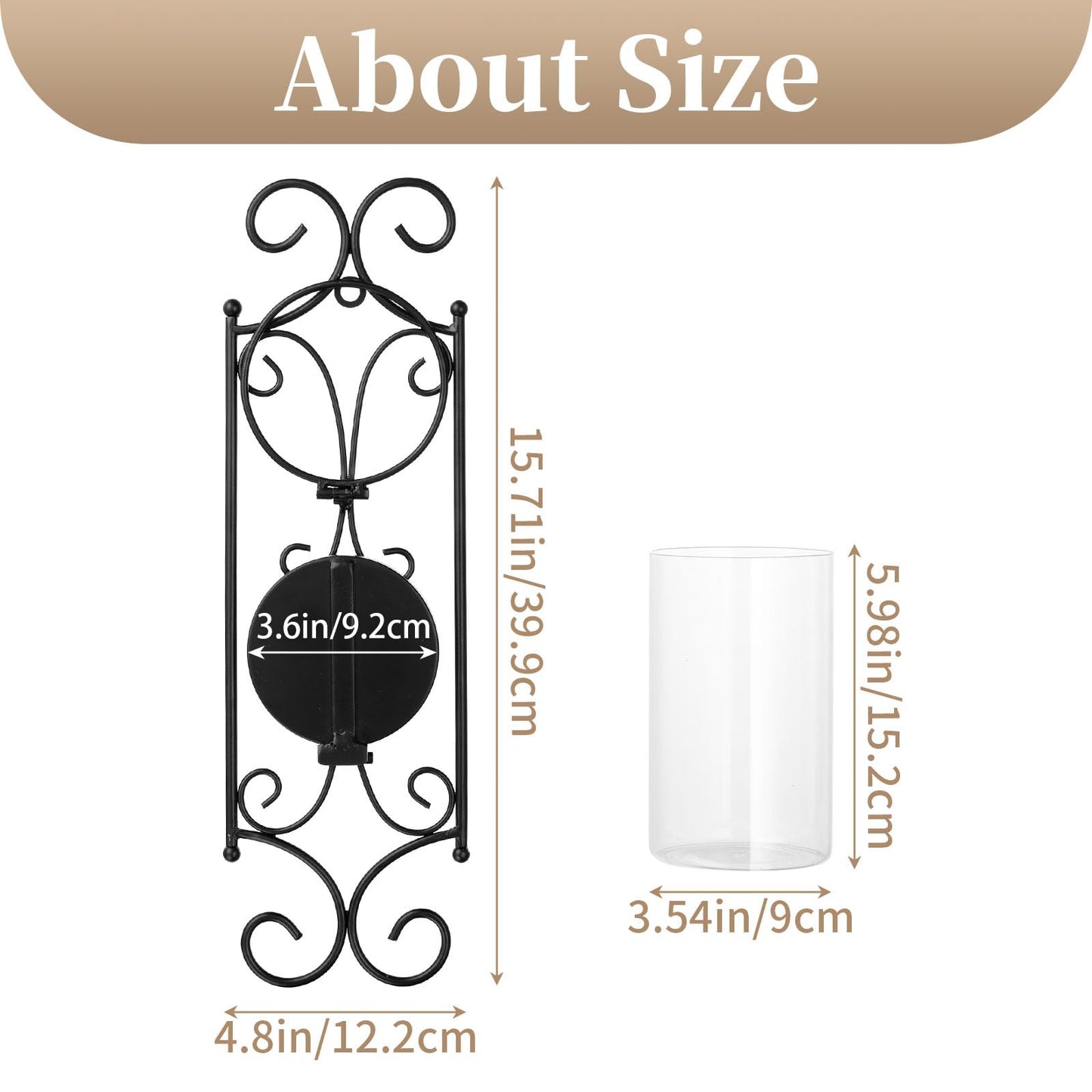 Sziqiqi Candle Sconces - Set of 2 Black Candle Holders for Pillar Contemporary Wall Decorations Sconce Decorative Metal Wall Art for Living Room Bedroom Bathroom Kitchen Dining Room