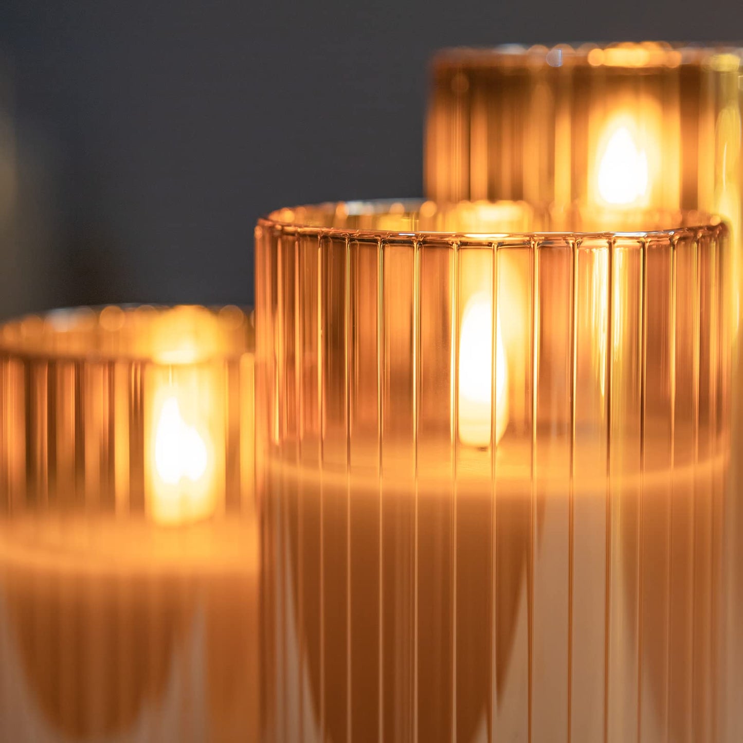 ANGELLOONG Glass LED Flameless Candles Battery Operated with Remote Control, Flickering Candles with Timer, Electric Gold Candles for Home Bathroom Fireplace Decor, Set of 3