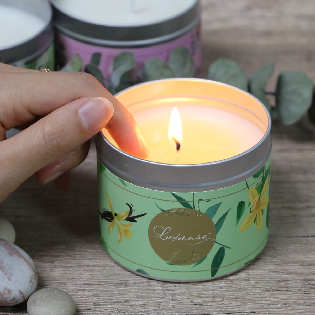 Massage Oil Candle Scented Low Temp for Body Relaxation, Pure Natural Soy Wax Aroma Candle for Home Decoration,Amazing Gift for Family- Vanilla Scent 6.35 OZ