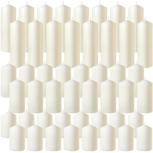 PEDOBALI 48 Pcs Dripless Pillar Candles Bulk Smokeless Unscented Candles Ivory White Fireplace Assorted Size for Wedding Birthday Home Dinner Holiday Party Decoration 2 x 3, 2 x 4, 2 x 6 inch