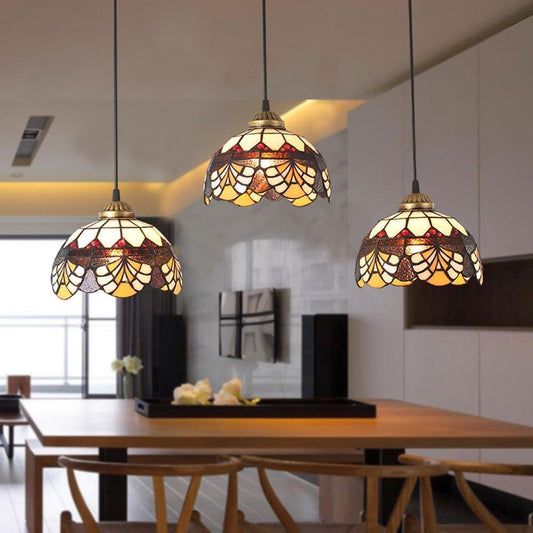 Iron Art Colored Glass Industry Island Style E27 Bulb Retro Pendant Light Fixture, Rural Farmhouse Decoration Ceiling Chandelier, Ceiling Chandelier