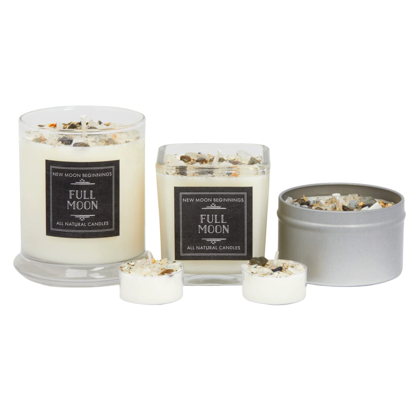 New Moon Beginnings Full Moon Candle - Purification & Cleansing - Floral, Citrusy, Warm, Sweet - Jasmine, Violet, Bergamot - 12oz Glass Jar