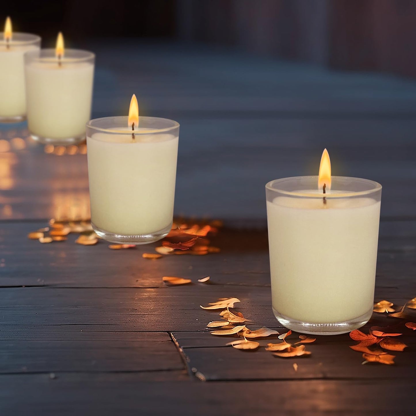72 Pack White Unscented Clear Glass Filled Votive Candles, Hand Poured Wax Candle Ideal Gifts for Weddings Birthdays Holidays Party Religious Events