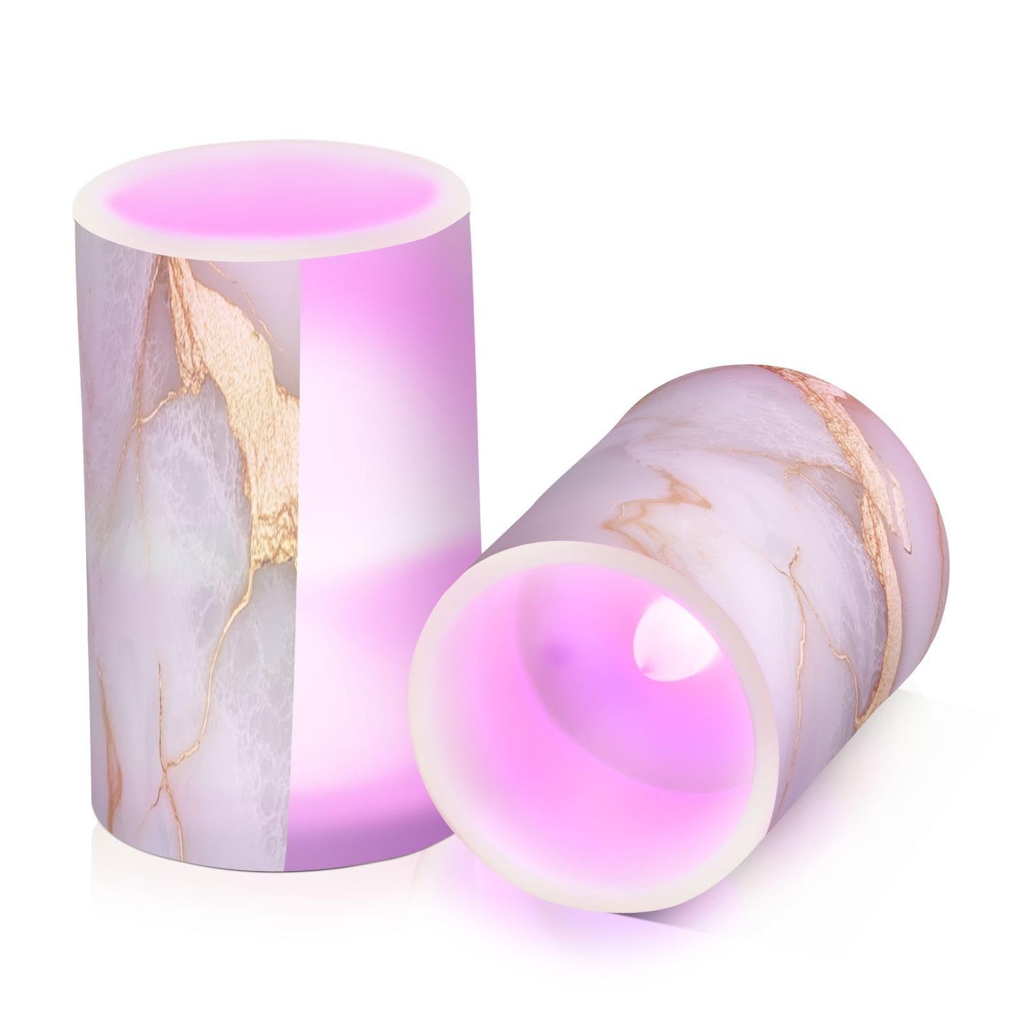 Zathe Flameless Pillar Candles Remote Control Led Flameless Candles for Outdoor Marble White White