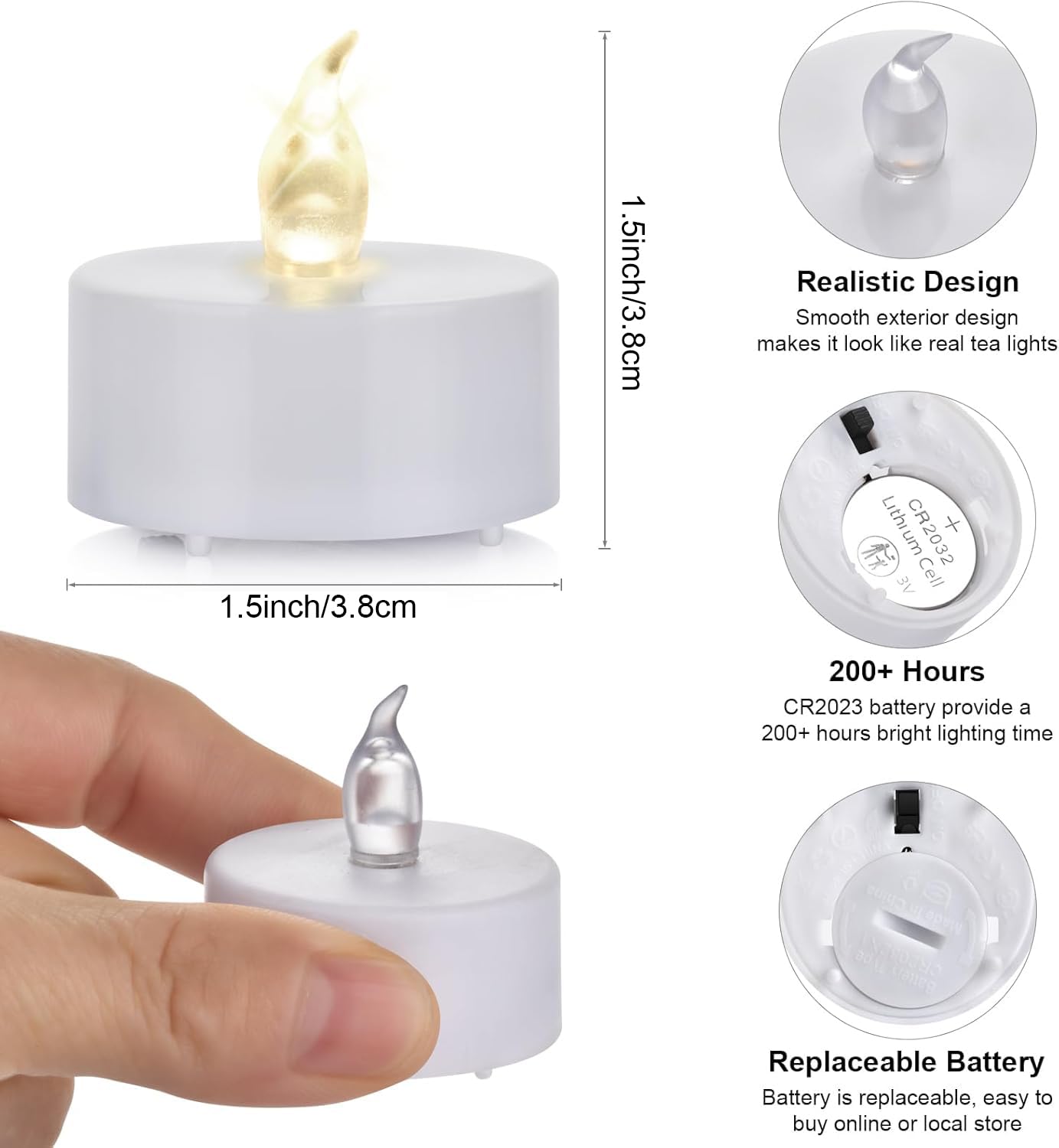 LED Tea Lights Candles- 24PACK Warm Yellow Flameless Candles Realistic and Bright Flickering Long Lasting 200Hours for Holiday Celebration,Party,Home Decoration,Battery Operated