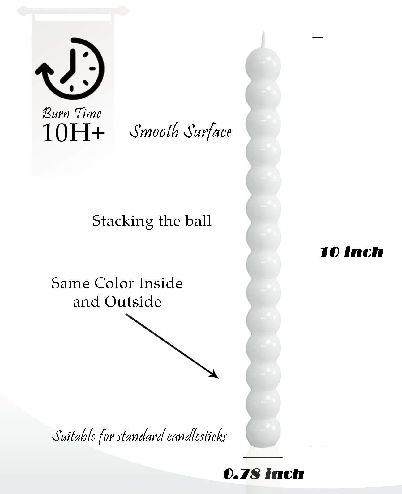 LPUSA White Spiral Taper Candles Twisted Candle Conical Stick Candles for Holiday Wedding Party Wax Unscented Dinner Candle Dripless,Christmas Gift H 10 Inch, 4pcs（White-C）