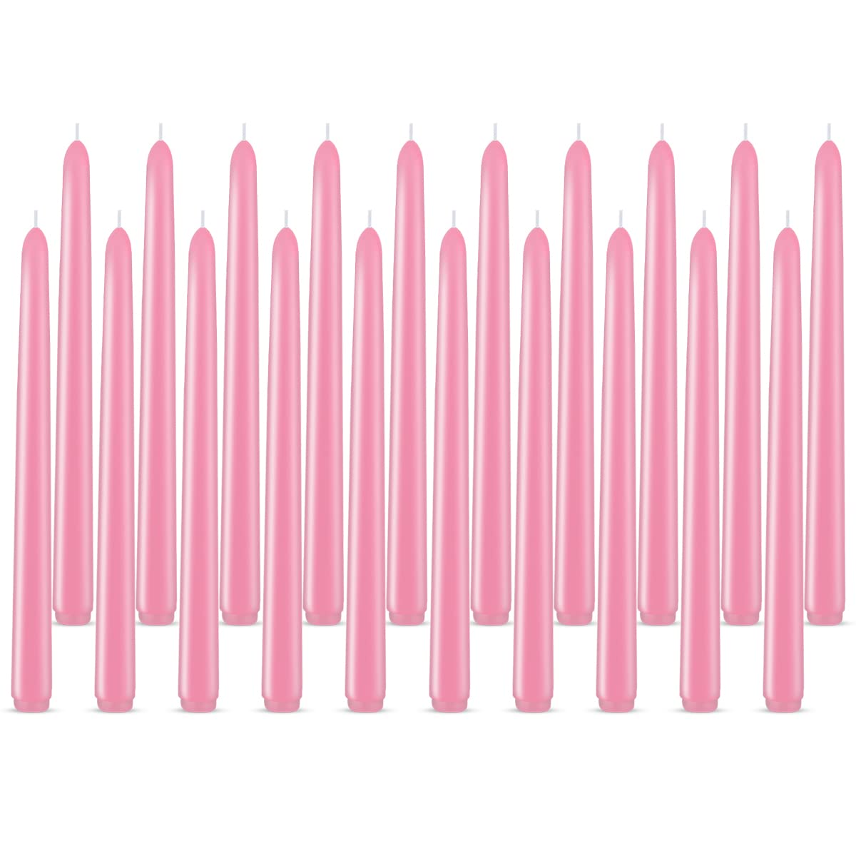 20 Pcs Pink Taper Candles for Home Decoration, 10×7/8 Inch Dripless Candlesticks, Great for Dinner Party Wedding and Emergency