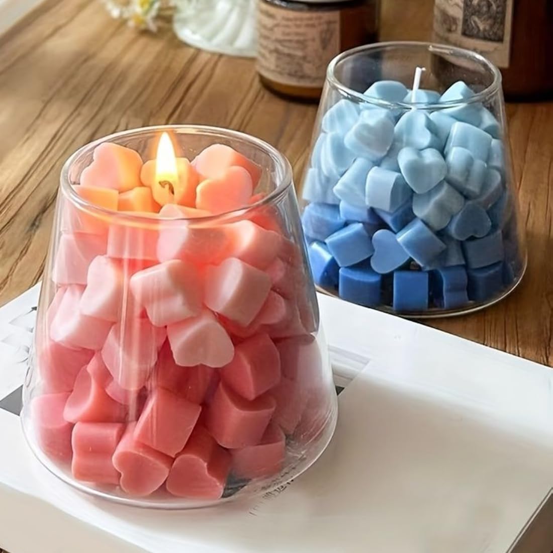 Aesthetic Scented Candle,Handmade Soy Wax Aroma in Glass Decorative Candle for Valentine's Day Wedding Gift (Red)