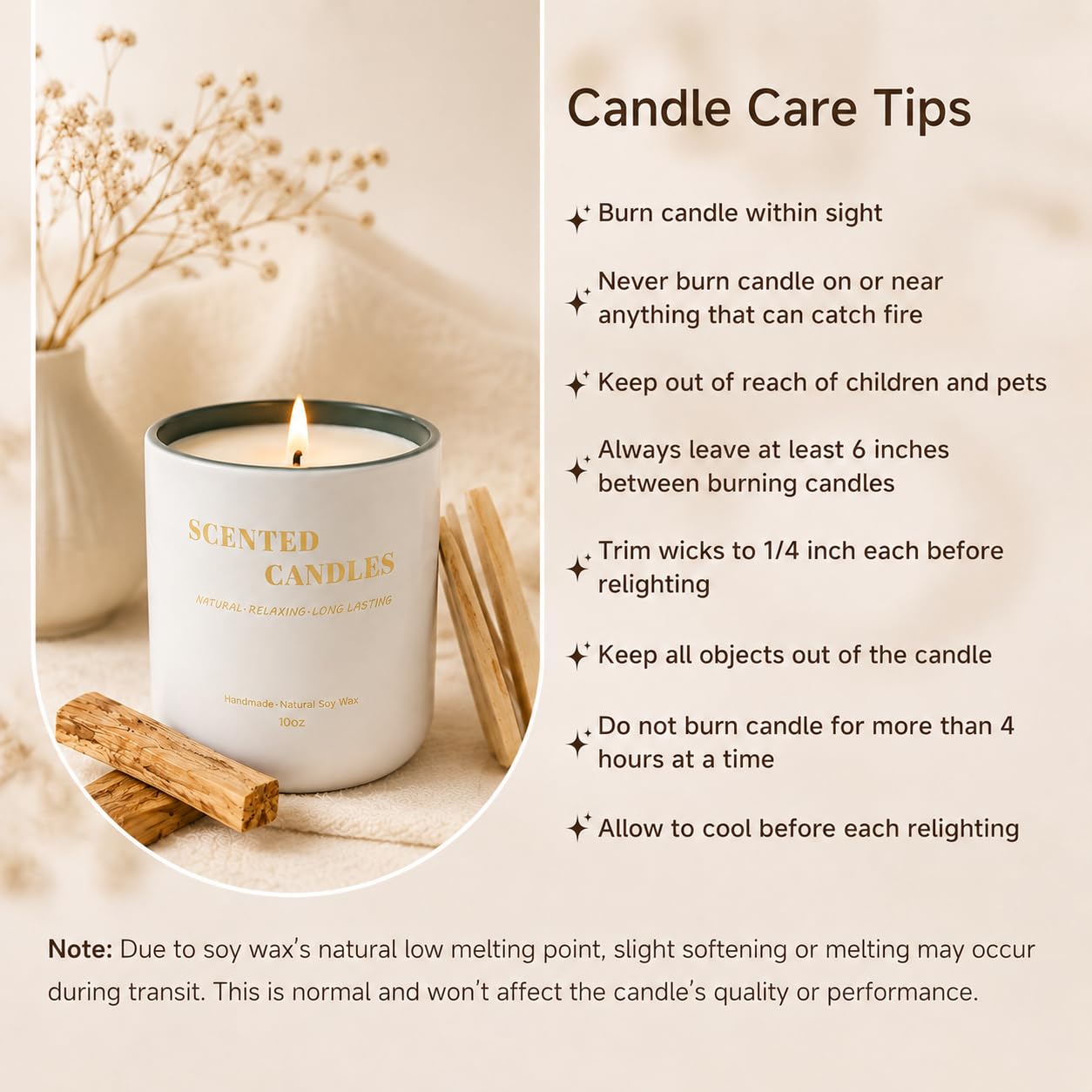 Lanttu Sandalwood Scented Candle for Home Decor, 10 oz Natural Soy Wax Jar Candles, 40 Hours Long Lasting Burning Candles for Men Women Mom Friend Birthday Housewarming Gift