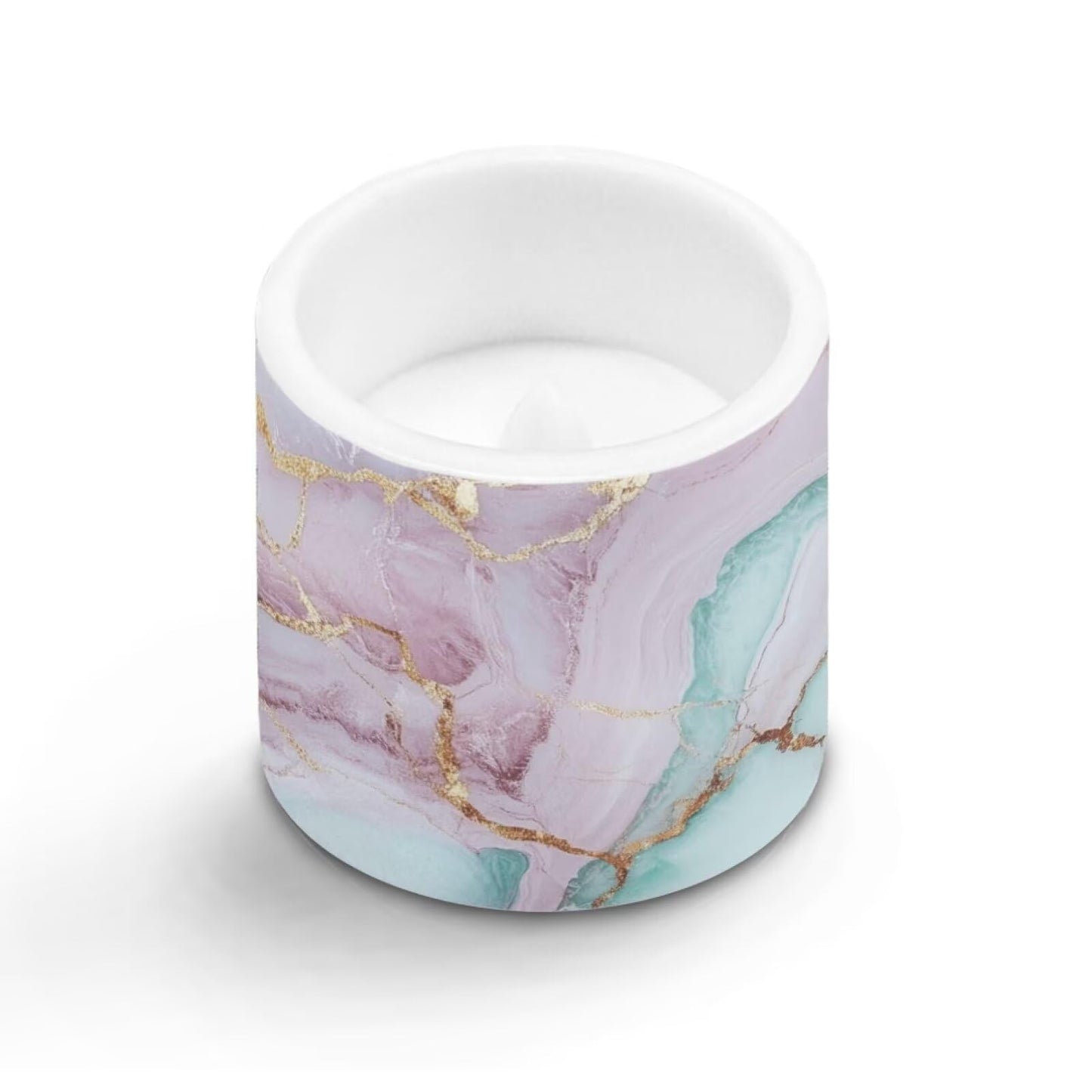 Cozeyat Sky Blue Marble Flameless Candles 4 Pack Battery Operated with Remote Control Timer LED Pillar Candles Waterproof for Indoor Outdoor Home Use