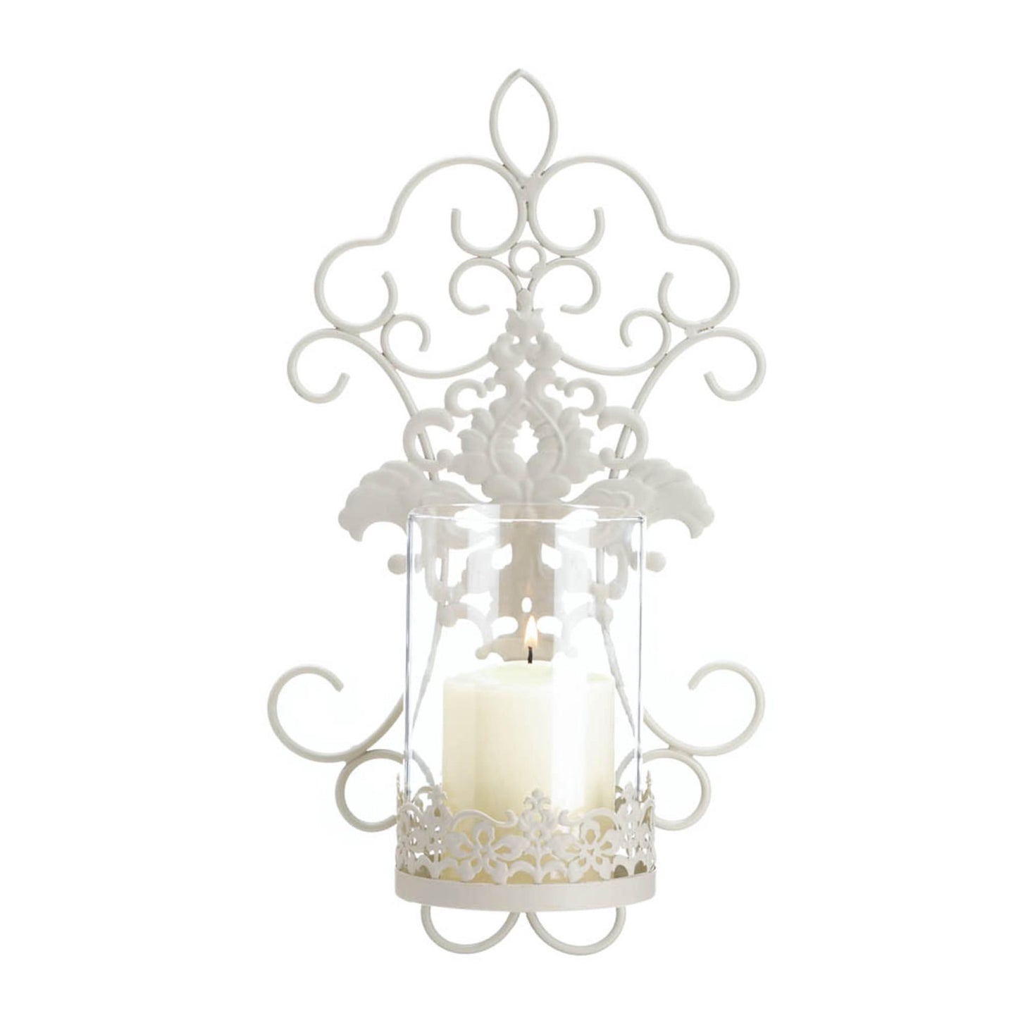 Accent Plus 57073471 Romantic LACE Candle Sconce, White