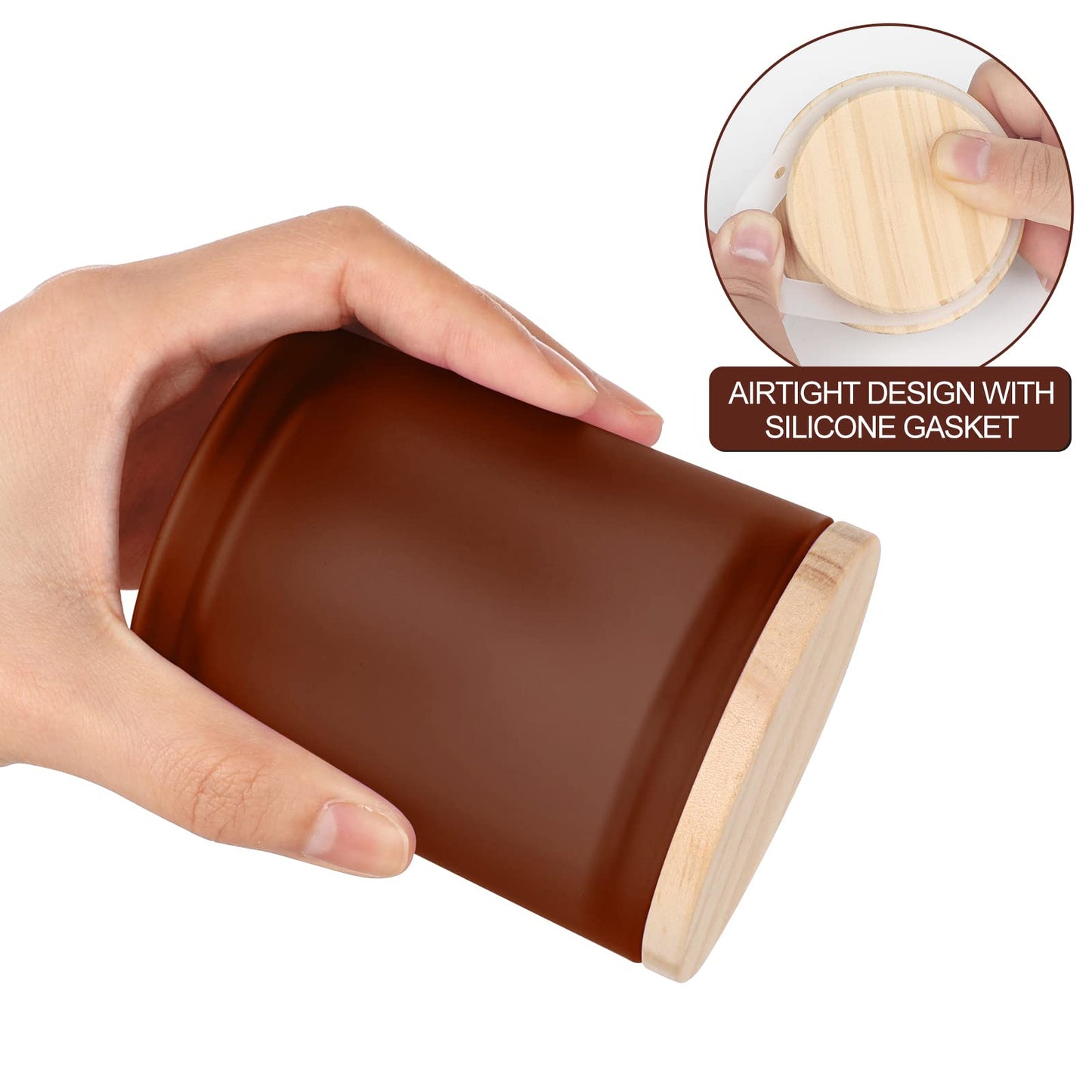 SHOWIN Thick Candle Jars for Making Candles 20 Pcs, 7 OZ Empty Jars with Wood Lids for Candle Making, Sample Container, Frosted Brown