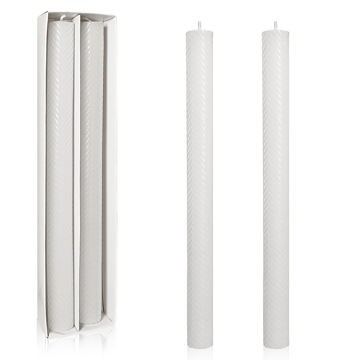 Unscented Long Spiral Taper Candle Handmade Dripless White 10 Inch Smokeless Tall Twisted Candlesticks Elegant Wave Design for Home Wedding Festive Décor
