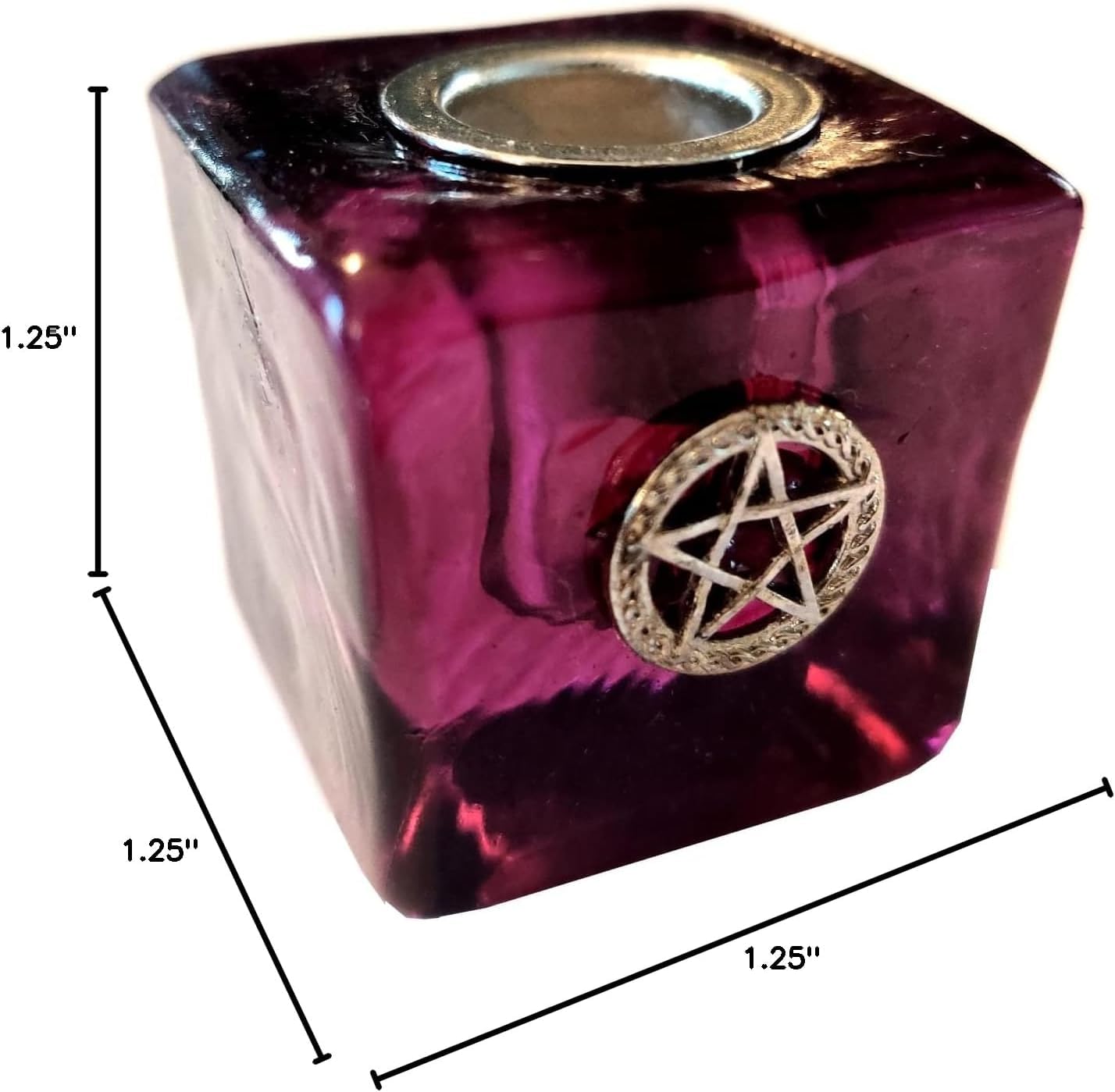 Pentacle Cube Chime Candle Holder (Purple, Set of 1) - Mini Candle Holder Pentacle for Wicca Pagan Hoodoo Witchcraft