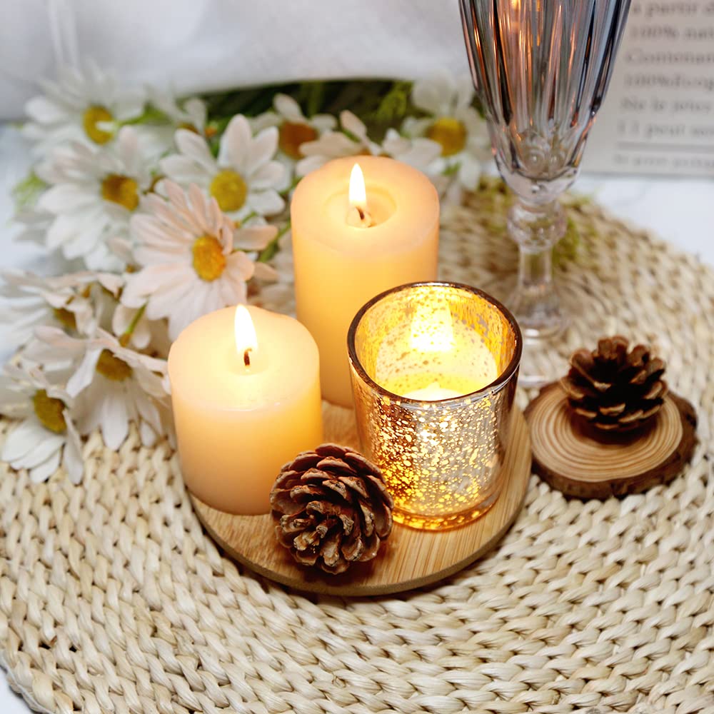 BTGLLAS Silver Mercury Glass Tea Light Holders Set of 36 - Elegant Votive Candle Holders for Weddings, Showers and Home Decor - Perfect for Table Centerpieces and Parties (Glass, Silver)