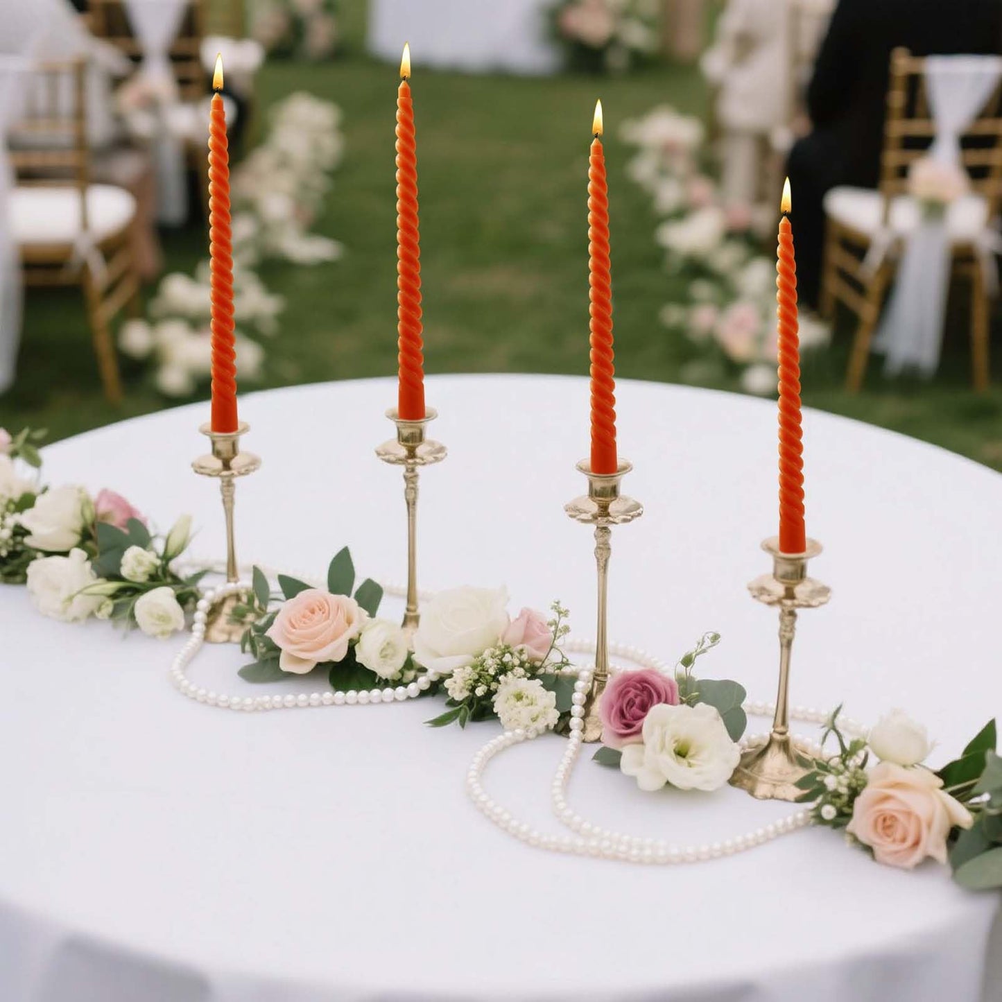 Taper Candles,10 inch-Set of 4 Metal StyleTapered Candles, Long Candle,Tall Candlesticks, Long Candle Sticks,Spiral Taper Candle,Home Dinner, Party, Wedding, Halloween (4, Orange, 10 inch)