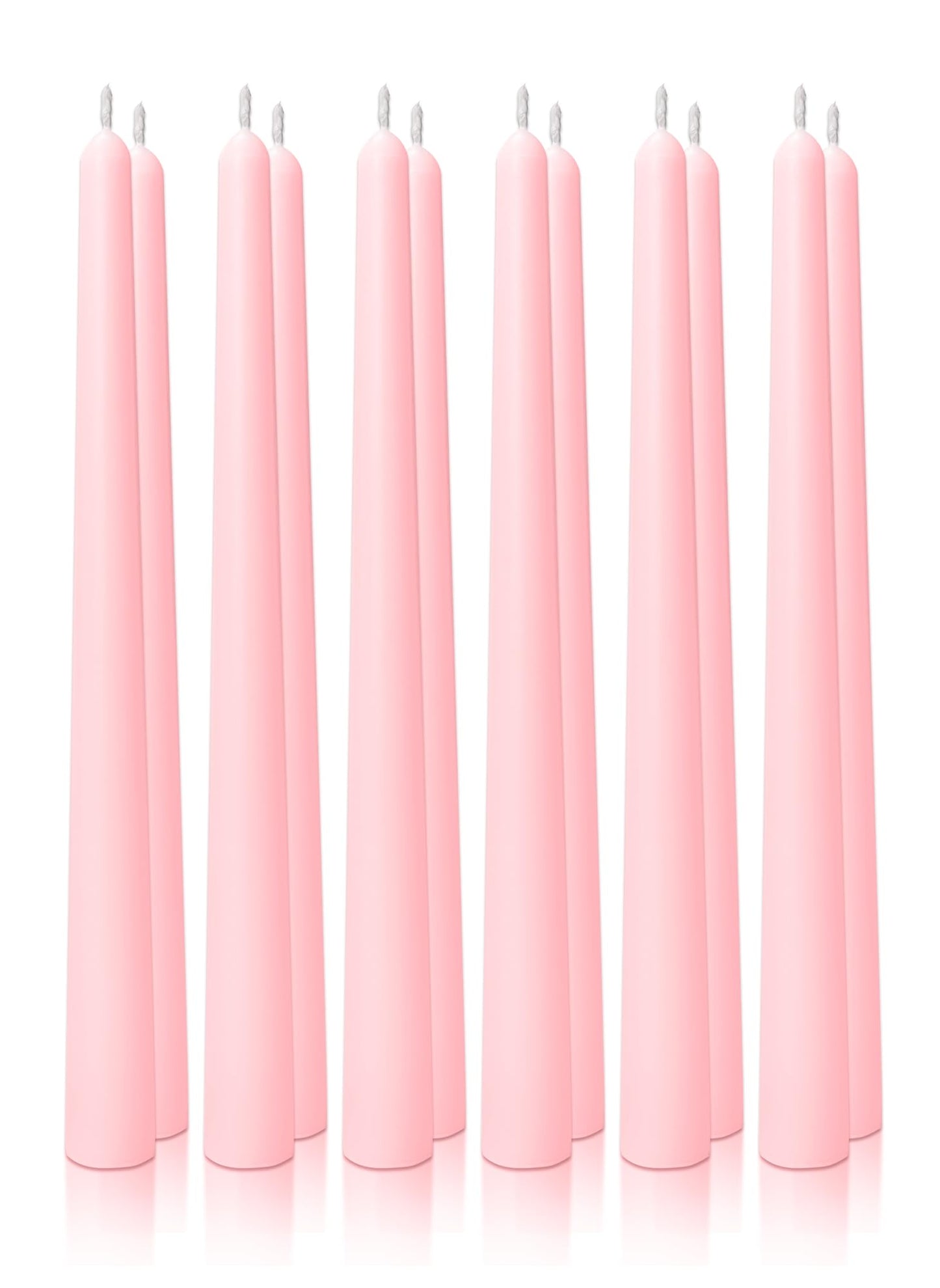 Homeology 10" Classic Taper Candles, Blush Pink, 12-Pack, 7-8 Hours Long Burning, Unscented Tall Candlesticks