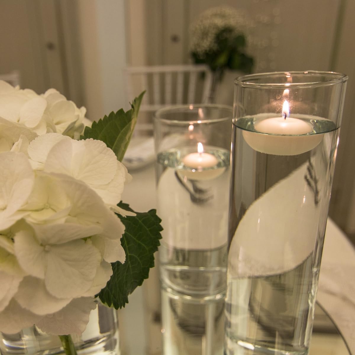 YOROXRG 50 Pack of 2-Inch White Floating Candles - Ideal for Weddings, Home Décor, Spa Baths, and Romantic Settings