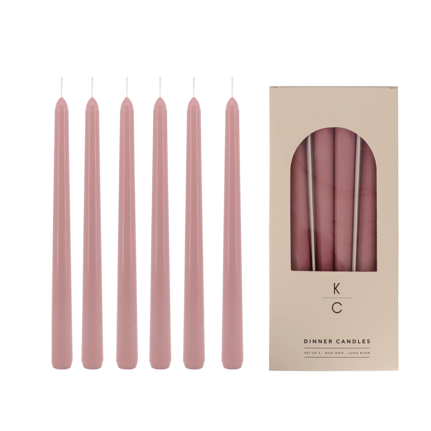 Tapered Dinner Candles - Soy & Paraffin Blend, Dinner Candles with Long-Lasting 7-Hour Burn for Stylish Homes - Candle in Curated Colors Ideal Gift for Hosts, Brides & Event Planners-Dusty Rose