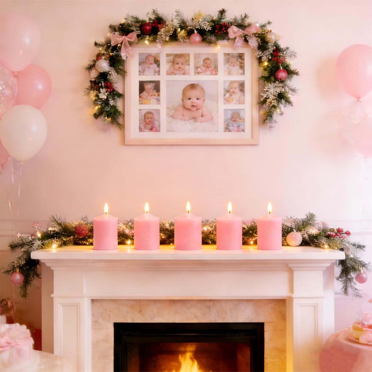 12 Pack 2x3 Inch Pink Pillar Candles, 22 Hours Dripless Smokeless Unscented Candles for Home Weddings Restaurant Spa Church and Emergency