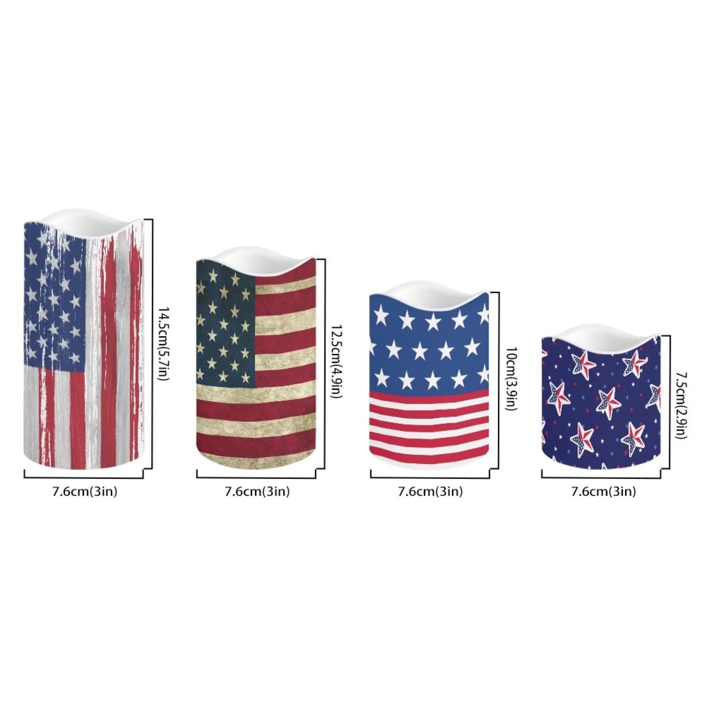 Ystardream 4 Pcs Independence Day Flameless Projector Candle with Remote Timer-American Flag Patriotic Projector Light LED Candles Battery Operated for 4th of July Home Indoor Holiday Party Decoration