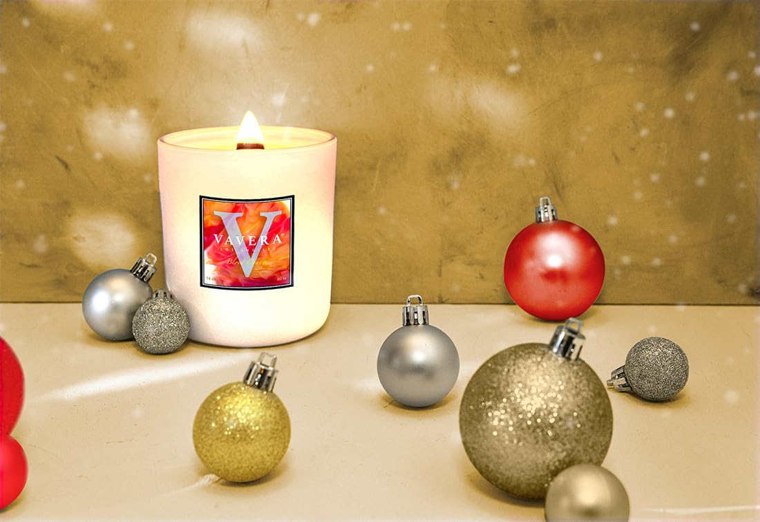 VAVERA Blood Orange Lava Wood Wick Candles that Crackle, 11oz Matte White Jar w/lid, A Delicious Scent. Crossover Gifts for Women or Men! Soy, Vegan, Non Toxic Hand-Crafted in USA.