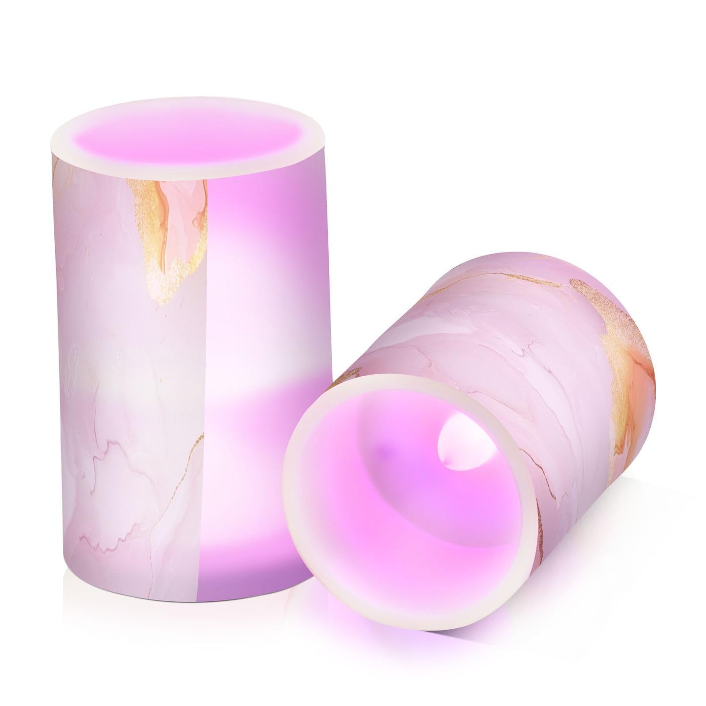 Flameless Flickering Candles Battery Powered Flameless Candles Set for Fireplace Marble Blush White