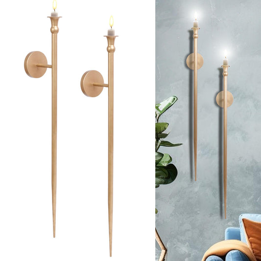 Candle Sconces Long Wall Candle Holder - 33" H Set of 2 Gold Long Wall Candle Sconce Retro Chic Wall Sconces Candle Holder Decoration for Dining Room, Living Room, Office, Bathroom