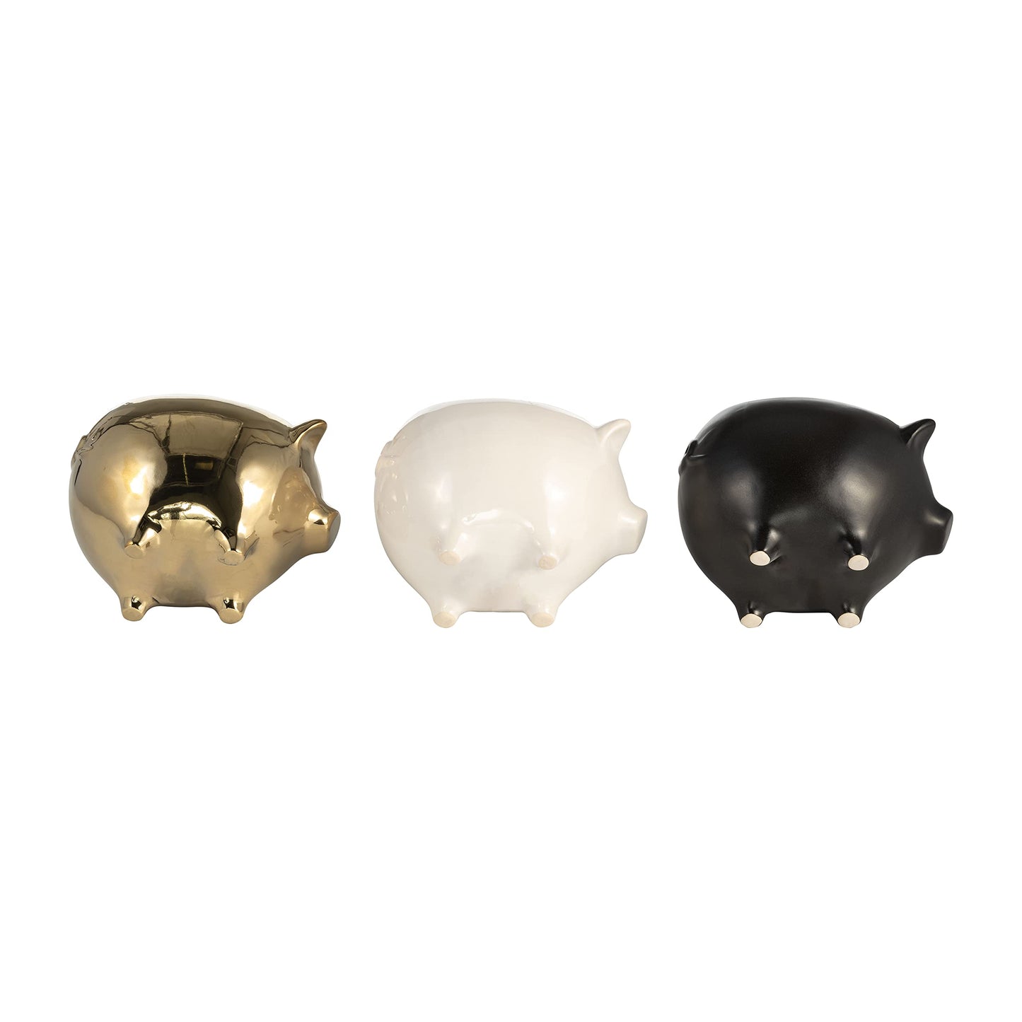 Ceramic Candle Set – Scented Candle for Relaxation and Soft Ambience, Living Room or Bedroom Decor Placement, Pig Animal Shaped Home Decor Design Accent – 4x6, Black, Gold & White Trio