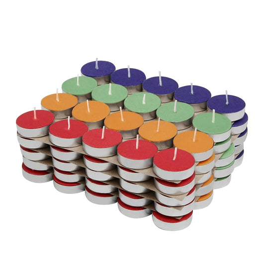 CNAINC Colored Wax Tealight Candles (Set of 100, Unscented), 37W x 12H Millimeters