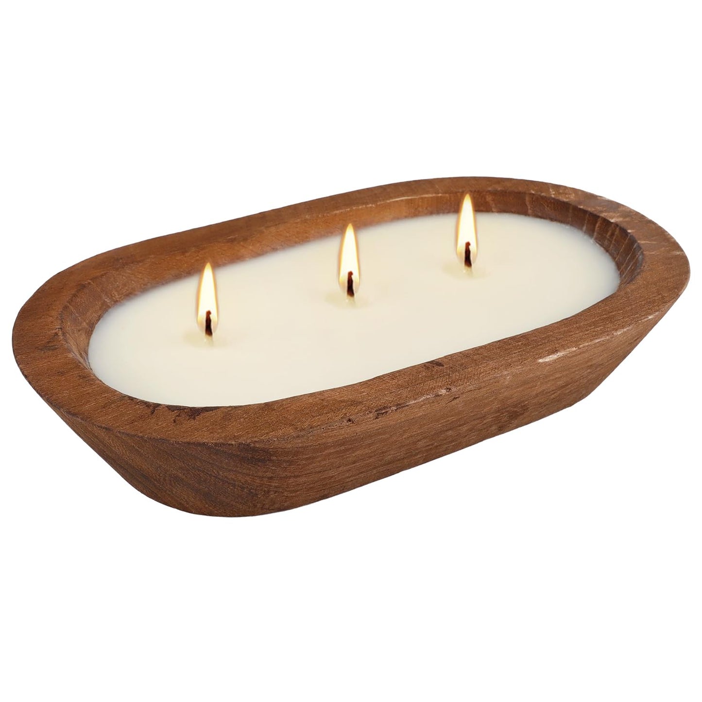 Citronella Scented 3-Wick Candle (8oz) Oval Wood Bowl Candle, Clean Burning & Smokeless, Decorative Soy Blend Candle for Home, Patio, Garden, Summer Gift.