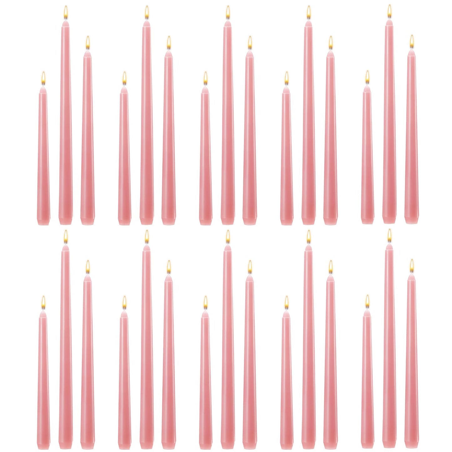 MTLEE Taper Candles 8/10/12 Multi Height Unscented Taper Candles 8 Burn Hours for Dinner Decorative Home Decoration Fall Thanksgiving Wedding Party Candlesticks(Pink,36)