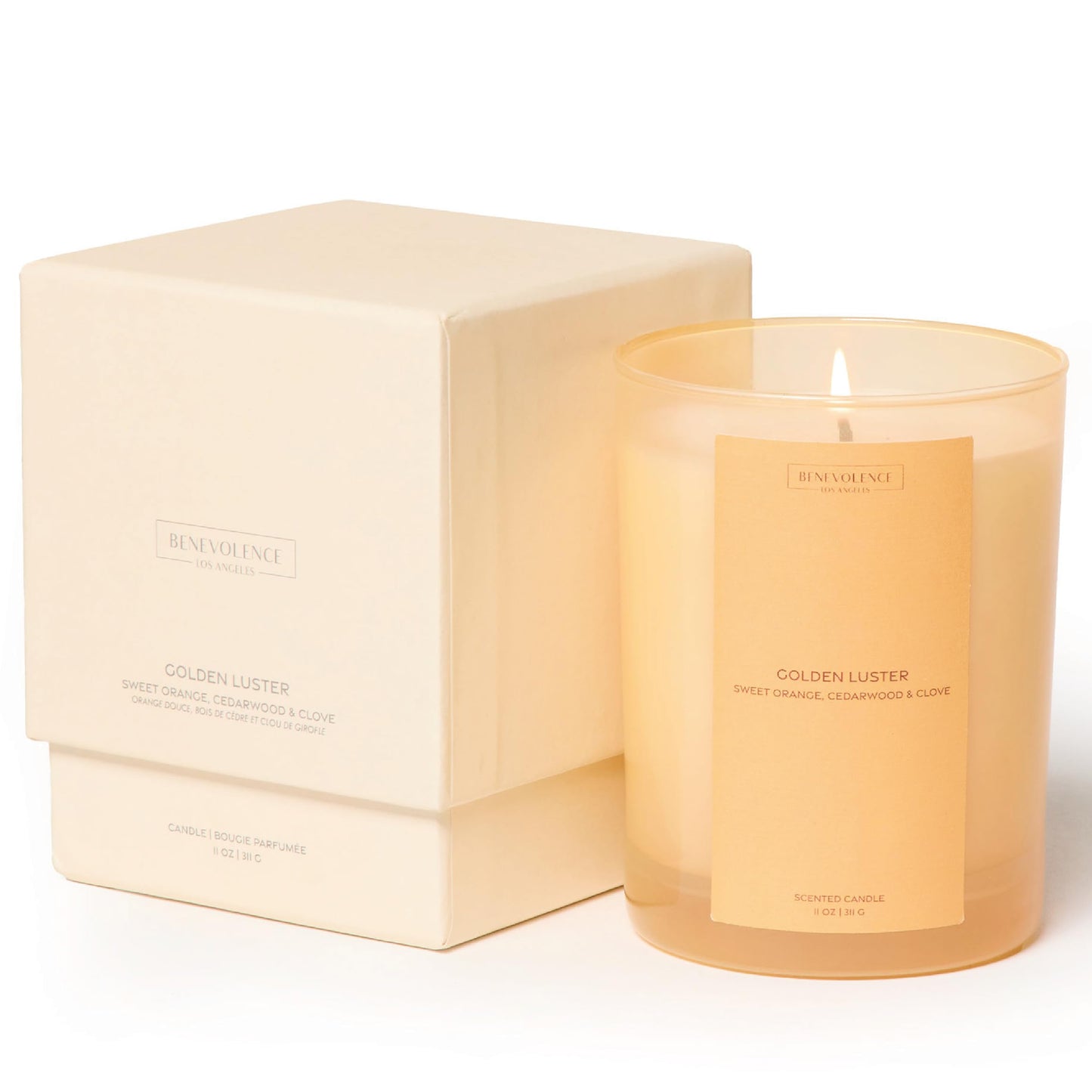 Orange, Cedarwood & Clove Scented Candle | 11oz, 60 Hour Burn | Natural Soy Wax, Cotton Wick | Soy Scented Candles for Home | Sun-Kissed Collection - Golden Luster