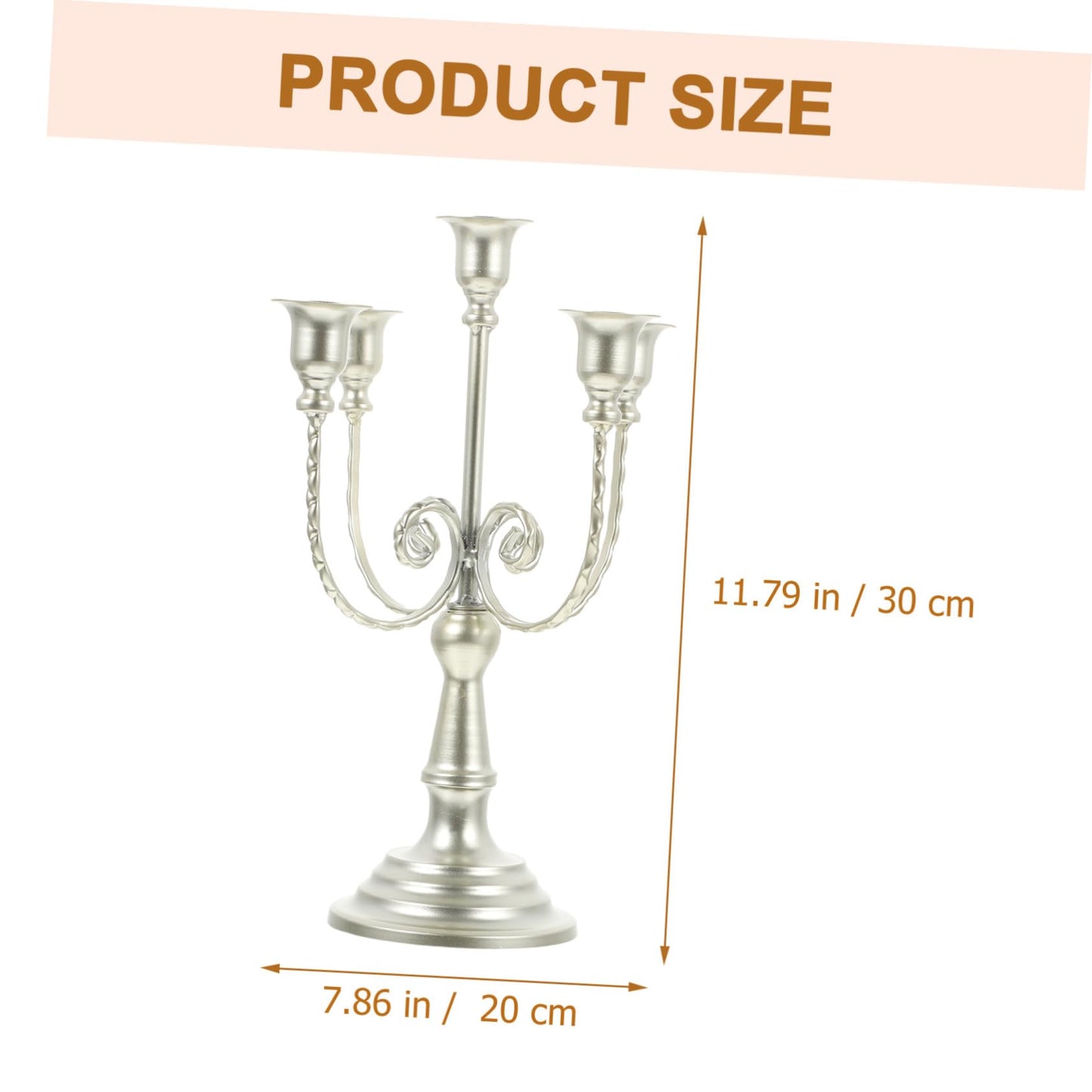 HAKIDZEL European Style Metal Candelabra Candle Stand Holder Vintage Retro Design Desktop Candlesticks for Wedding Anniversary Home Tabletop Ornament (Light Gold 5-Arm)