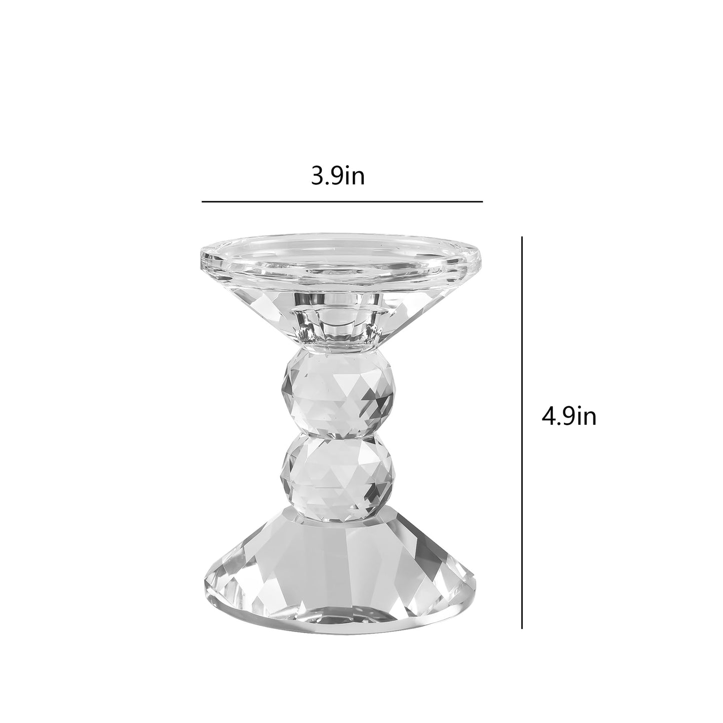 DONOUCLS 2-Pack Crystal Candle Holders, Clear Crystal Taper or Pillar Candlesticks, Table Centerpiece Home Decor for Wedding, Dining, Party(4.9in Tall)
