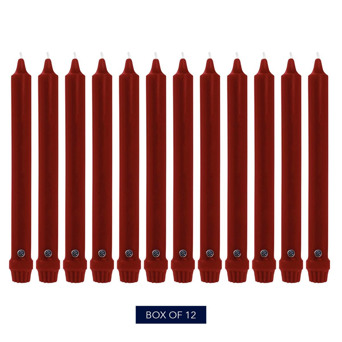 Colonial Candle Unscented Taper Candle, Classic Collection, Traditional Cranberry, 12 In, Pack of 12 - Up to 10 Hours Burn