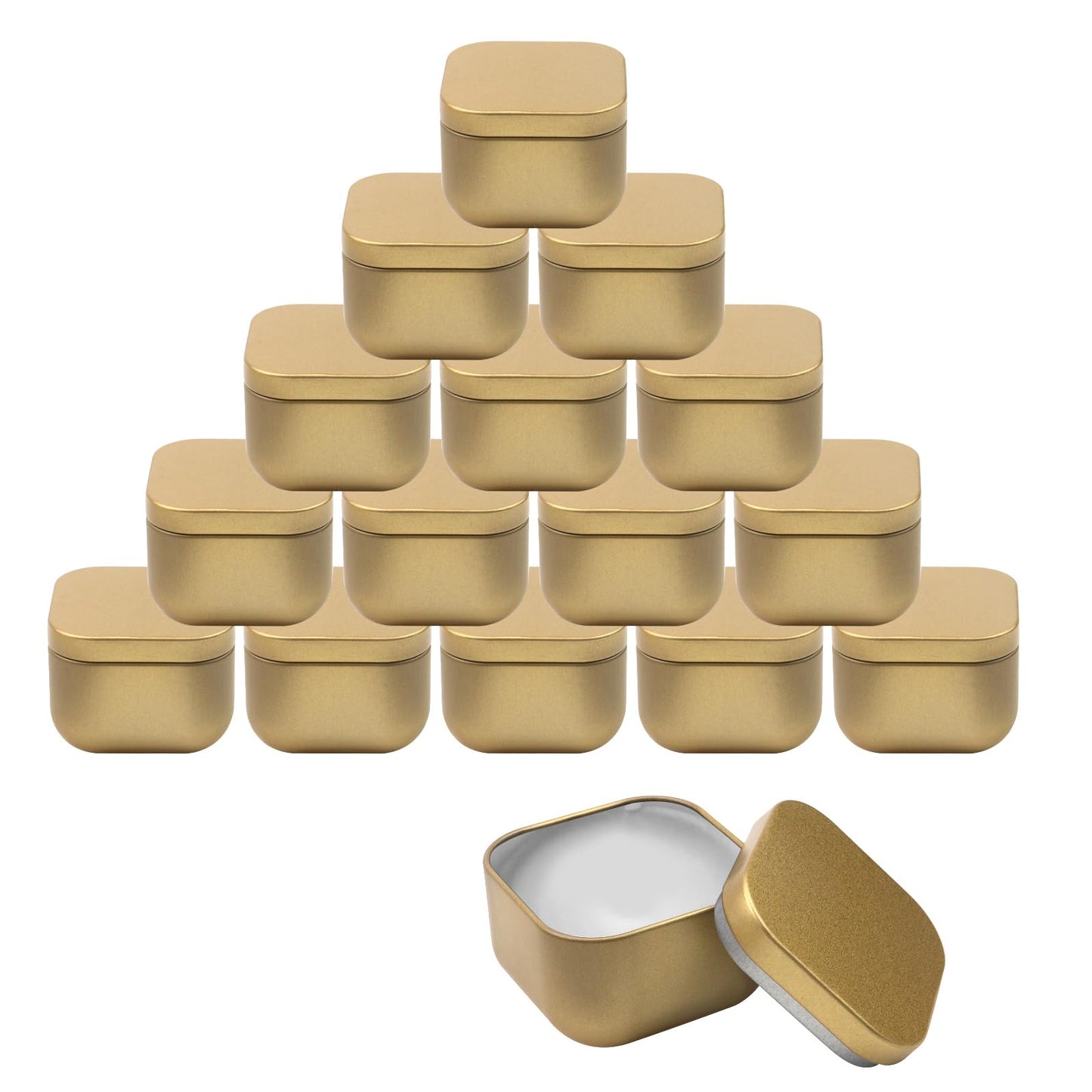 Geesatis 3 oz Empty Candle Tins with Lids (16 Pcs) - Metal Candle Containers Jars for Candle Making, Storage - Airtight, Gold