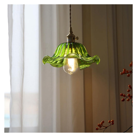 Modern Chandelier, Brass-Colored Glass Chandelier Nordic V-intage B& bar Restaurant Bedside lamp Creative Personality Cafe Bedroom(Green)