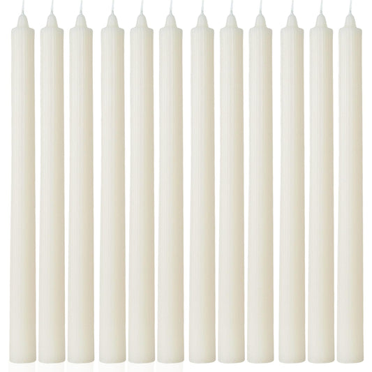 Tall Dripless Taper Candles Ivory Tapered Candlesticks-Smokeless,Unscented,Long Burning-Hand Poured,Colored for Home Decor Wedding, Dinner-10.6inch,Set of 12