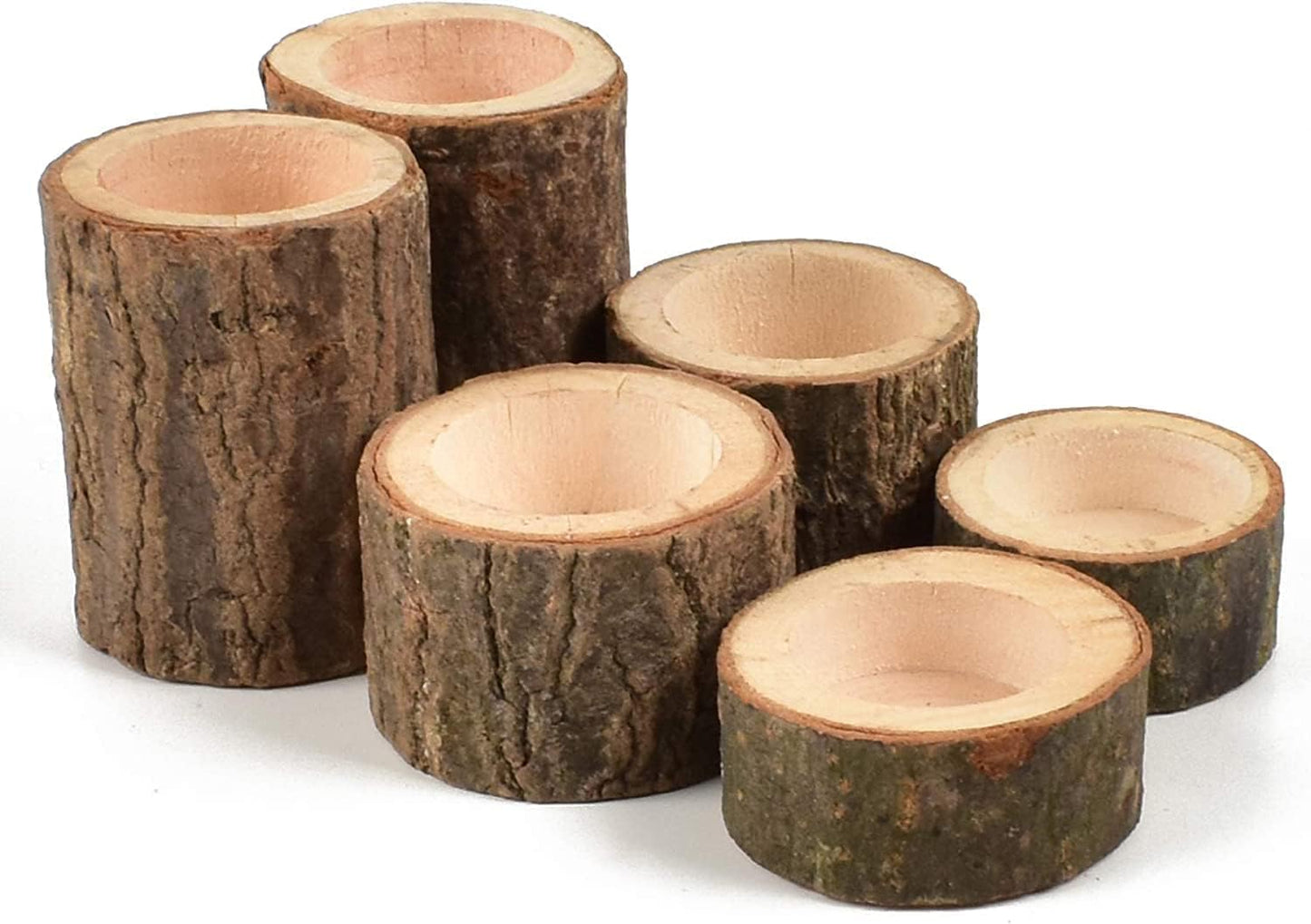 Yikko Wooden Tea Light Candle Holders, Personalized Wooden Votive Tealight Holder for Wedding Centerpieces for Table, Wedding |Birthday Party |Valentine's Day |Home Decoration - Set of 6