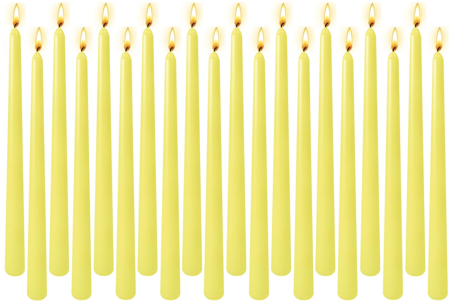 20-Pack Yellow Taper Candles Unscented, 10 Inch Tall Dinner Table Candlesticks for Wedding Centerpieces, Bulk Tapered Candles Long Burning Smokeless Dripless, Bright Decorative Candles for Home Decor