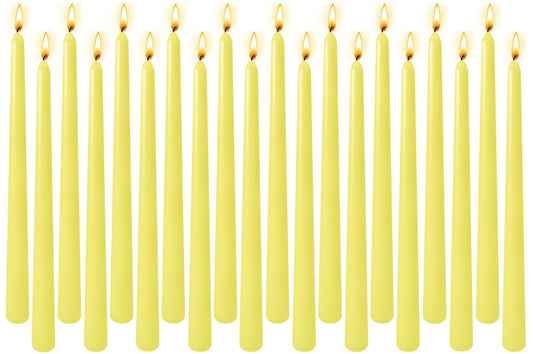 20-Pack Yellow Taper Candles Unscented, 10 Inch Tall Dinner Table Candlesticks for Wedding Centerpieces, Bulk Tapered Candles Long Burning Smokeless Dripless, Bright Decorative Candles for Home Decor