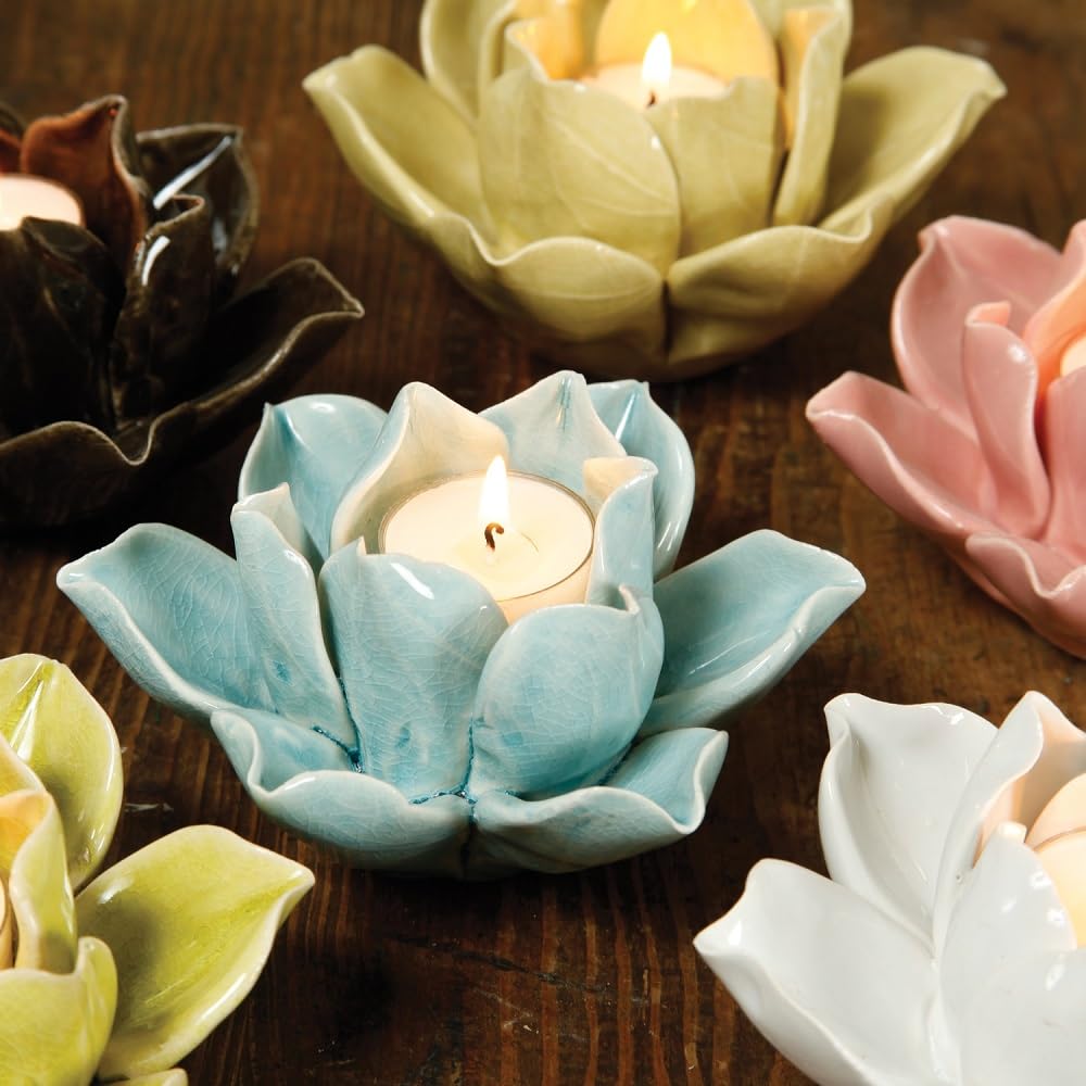 HomArt Lotus Tea Light Holder, Yellow