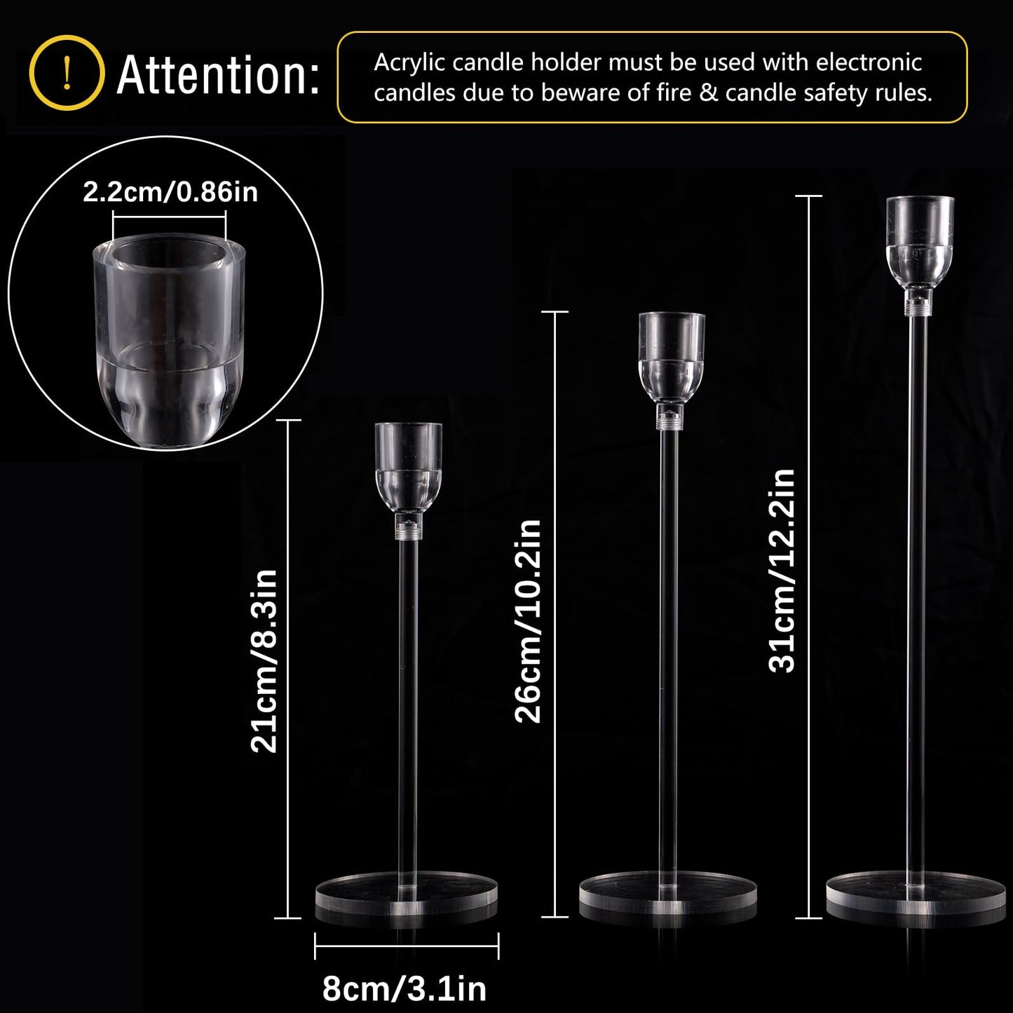 Vincidern 18pcs Acrylic Candle Holders Centerpieces for Table, Taper Candle Holder for Table Centerpieces, Wedding, Valentine, Dining Room Decorations, Clear Candlestick Holder Set