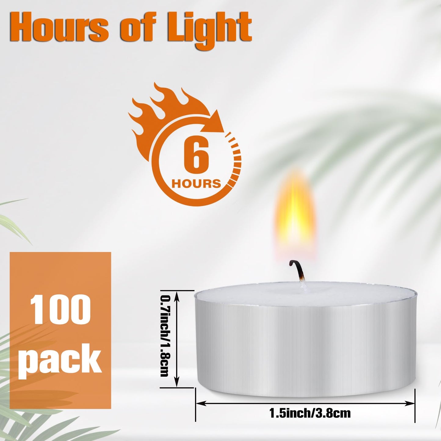 Erinnmy 100 Pack Tea Light Candle,Unscented Tealight Candles,6 Hours Long Burning White Tealights,Tea Candles Bulk Burn Evenly,Small Tea Candle for Emergency Dinner Home Weddings