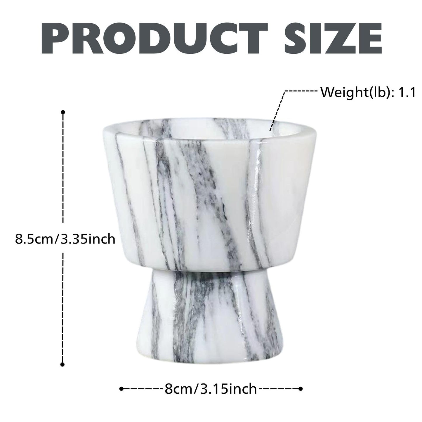 Marble Candle Holder 3’’ Grey-White Scented Container Reusable for Home Decor, Meditation, Party or Dining Table Centerpiece